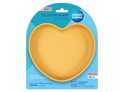 canpol babies silikonovy talir s prisavkou srdce zluty