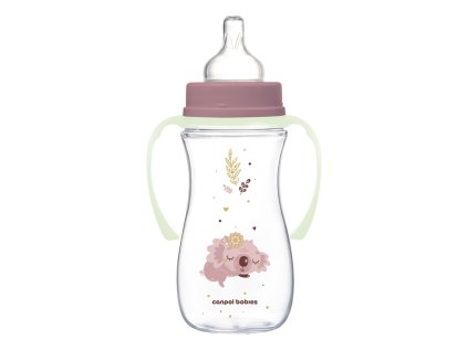 canpol babies antikolikova lahev easystart so svietiacimi uchytmi sleepy koala 300ml ruzova