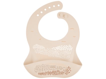 canpol babies silikonovy podbradnik s vreckom mountains kremovy