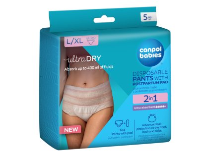 canpol babies jednorazove poporodne nohavicky s vlozkou 2v1 lxl 5ks