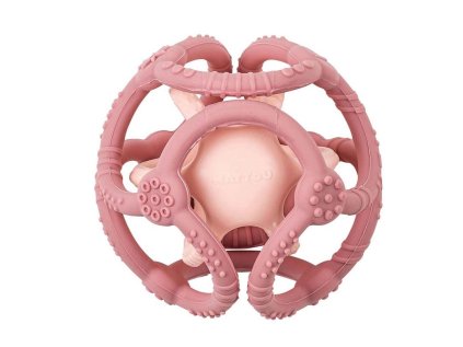 NATTOU Hryzačka silikónová lopta 2v1 bez BPA 10 cm ružová