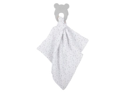 NATTOU Hryzačka silikónová bez BPA s bavlnenou dečkou 28 x 28 cm grey