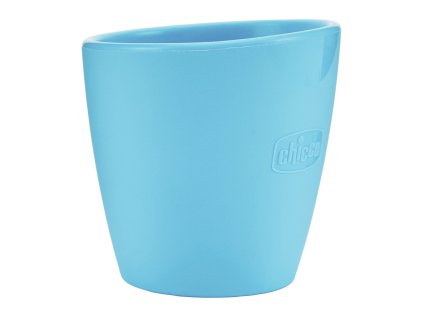 CHICCO Hrnček silikónový modrý 6m+