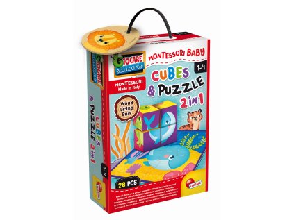 Liscianigioch MONTESSORI DREVENÉ KOCKY A PUZZLE