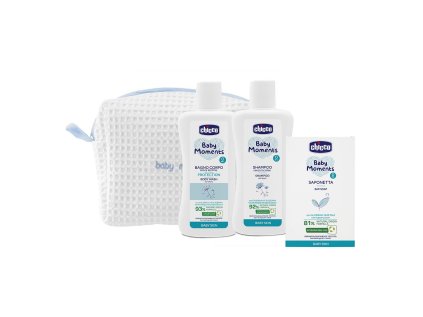 CHICCO Taštička kozmetická na zips Baby Moments modrá