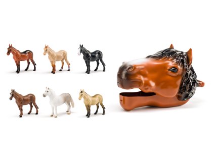 Konská hlava s figúrkami koní, 6ks