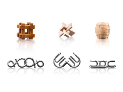 Hlavolam kov-drevo Popular, sada 6ks