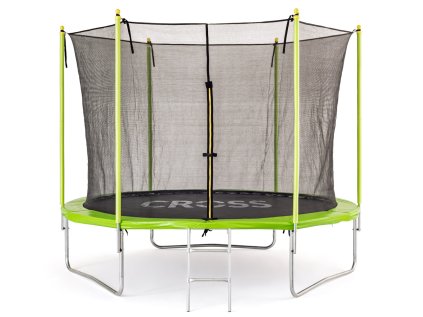 Trampolína CROSS so sieťou, zeleno čierna, 306x306x250cm