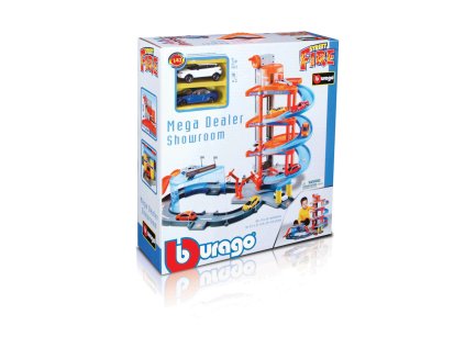 Bburago - STREET FIRE, Veľká hracia sada – garáž s dvoma autíčkami, 1:43