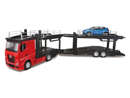 Bburago - STREET FIRE, Kamión s návesom Multicar Carrier M-B Actros + Reanult Captur, 1:43