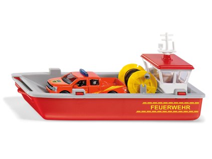 SIKU Super - čln prevážajúci hasičské auto 1:50