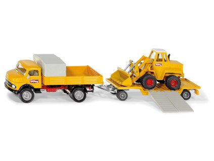 SIKU Super - súprava Mercedes-Benz 710 prevážajúci nakladač 411 Bölling 1:50