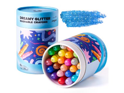 jemne voskovky umyvatelne glitter 24 ks jarmelo 1