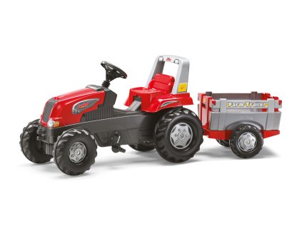 Šliapací traktor Rolly Junior RT s vlečkou červeno-šedý