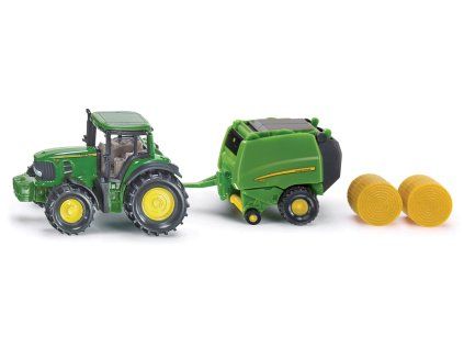 SIKU Blister - John Deere traktor s balíkovačkou