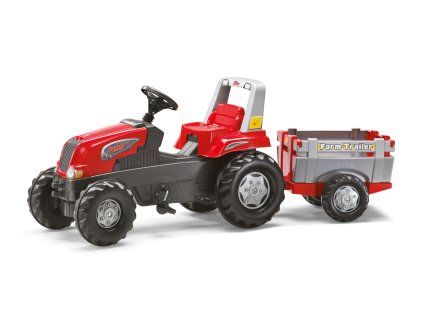 Šliapací traktor Rolly Junior RT s vlečkou červeno-šedý