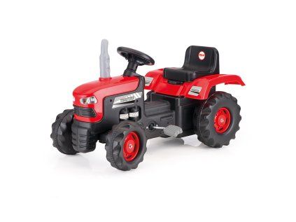 Veľký šliapací traktor, červený