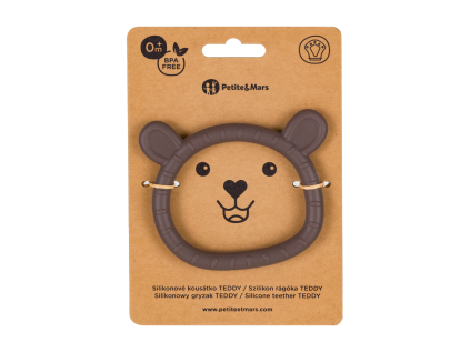 PETITE&MARS Hryzačka silikónová Teddy Bitter Cocoa 0m+