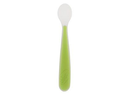 CHICCO Lyžička silikónová Soft zelená 6m+