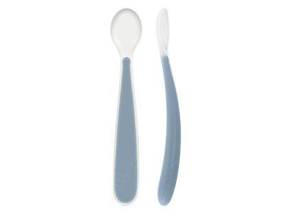 CHICCO Lyžička silikónová Soft 2ks, 6m+ (Variant modrá)