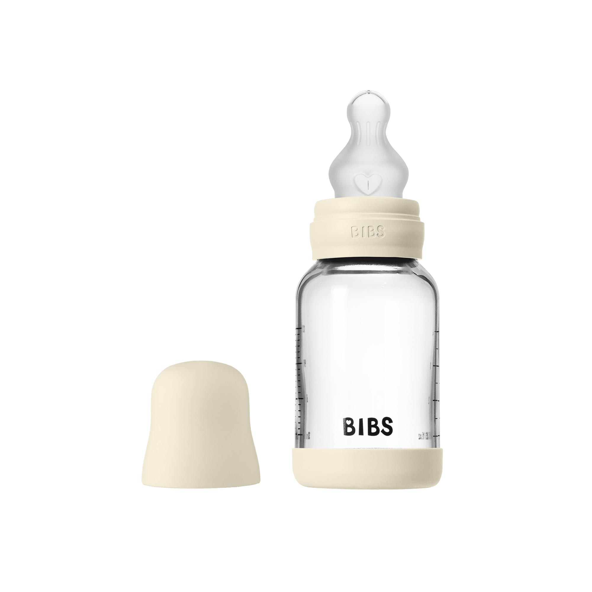 BIBS antikoliková sklenená fľaša so silikónovým cumlíkom 120ml Variant: Ivory
