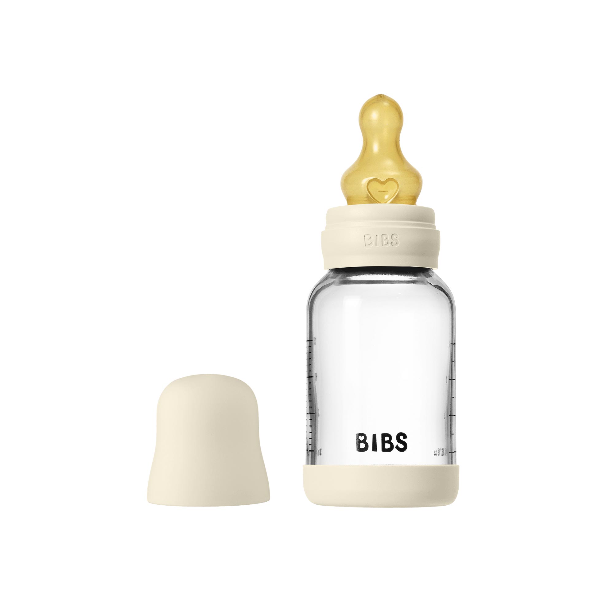 BIBS antikoliková sklenená fľaša s kaučukovým cumlíkom 120ml Variant: Ivory