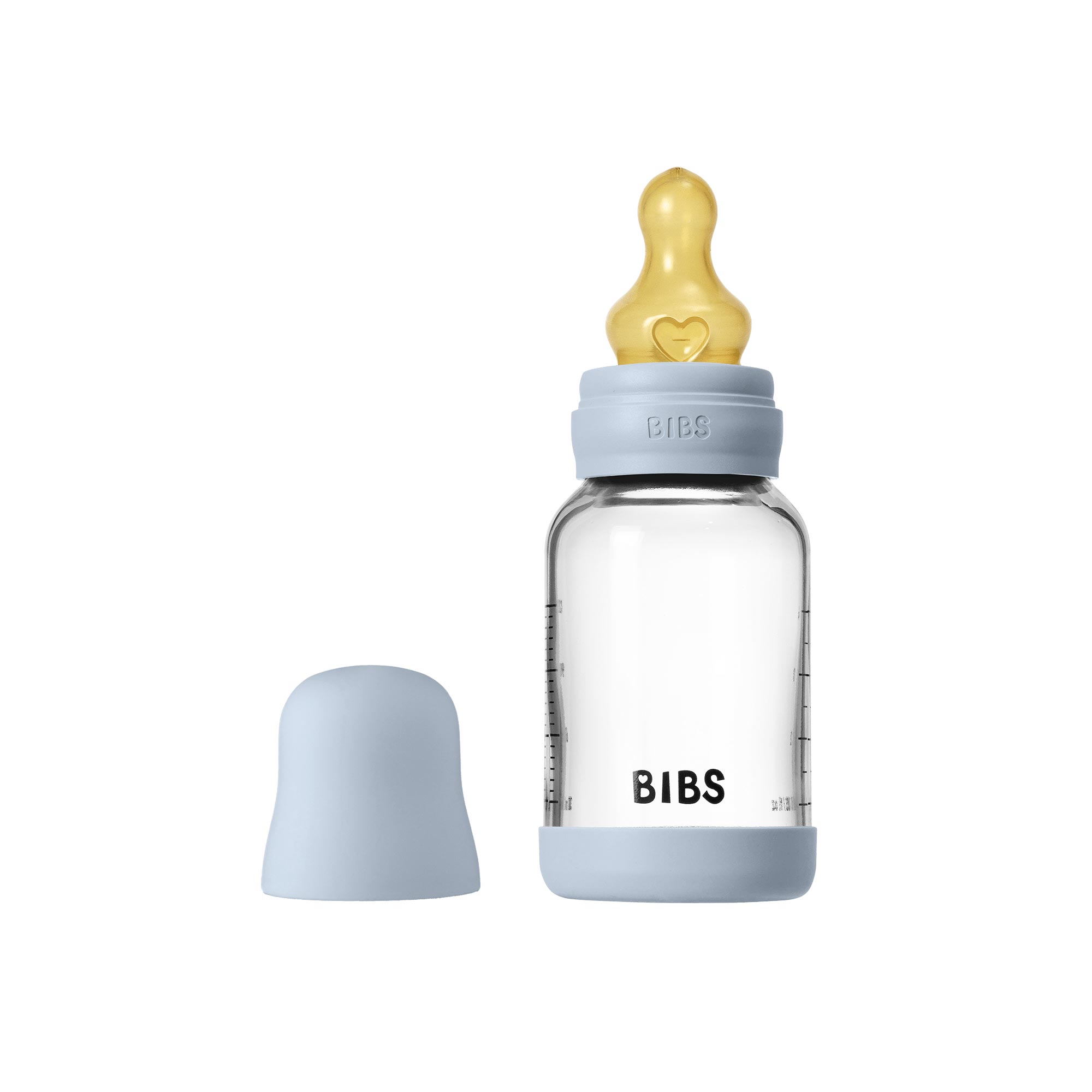 BIBS antikoliková sklenená fľaša s kaučukovým cumlíkom 120ml Variant: Baby Blue