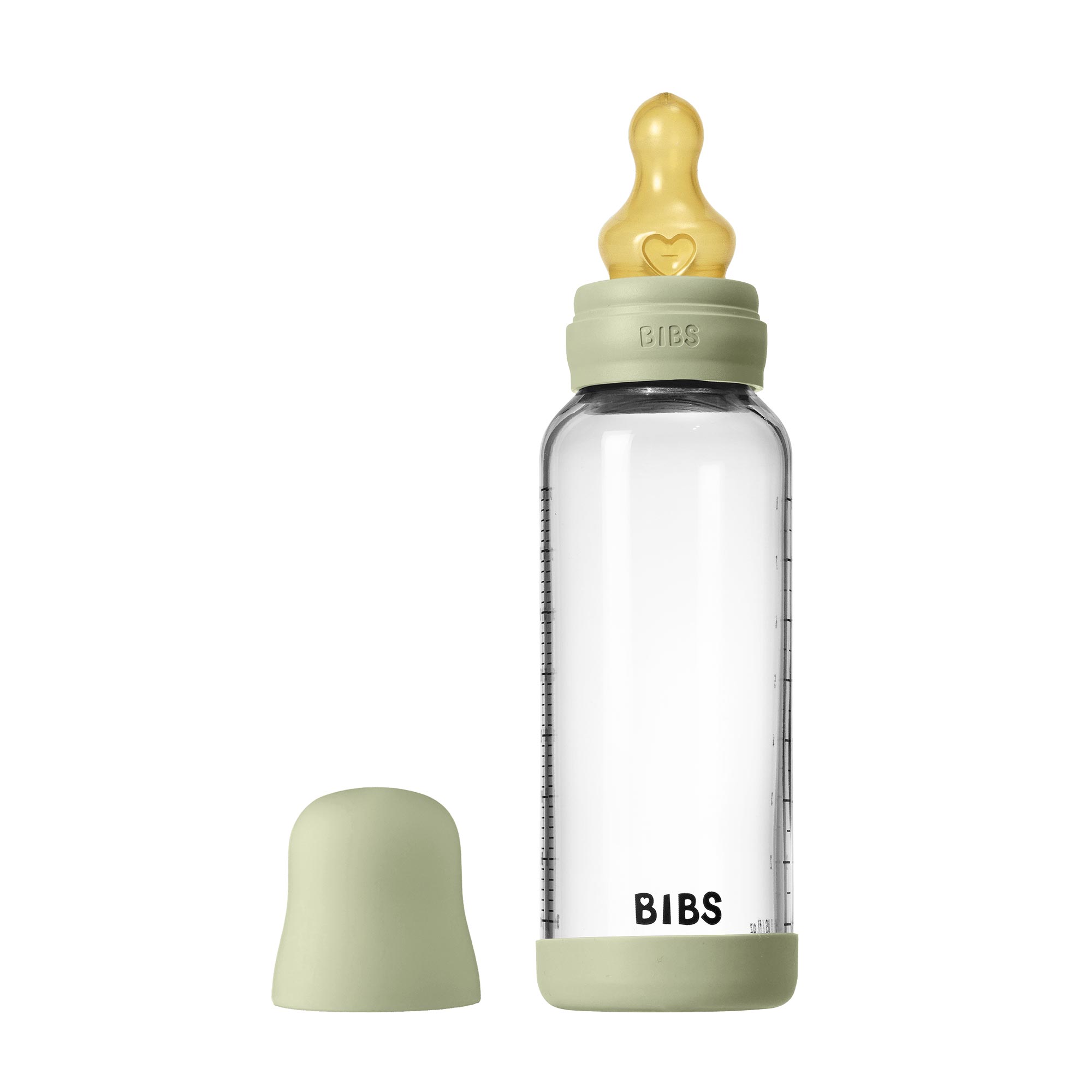 BIBS antikoliková sklenená fľaša s kaučukovým cumlíkom 240ml Variant: Sage