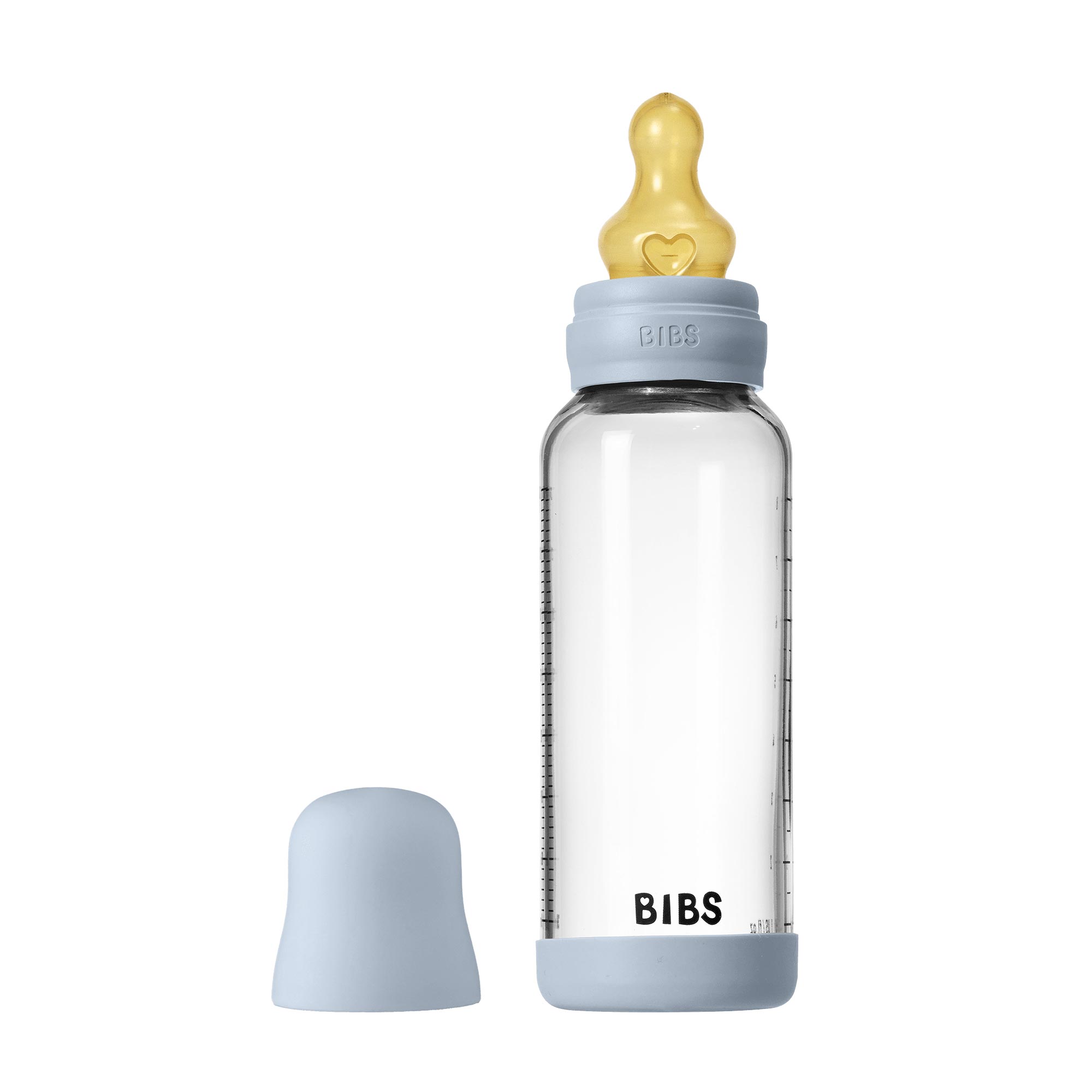 BIBS antikoliková sklenená fľaša s kaučukovým cumlíkom 240ml Variant: Baby Blue