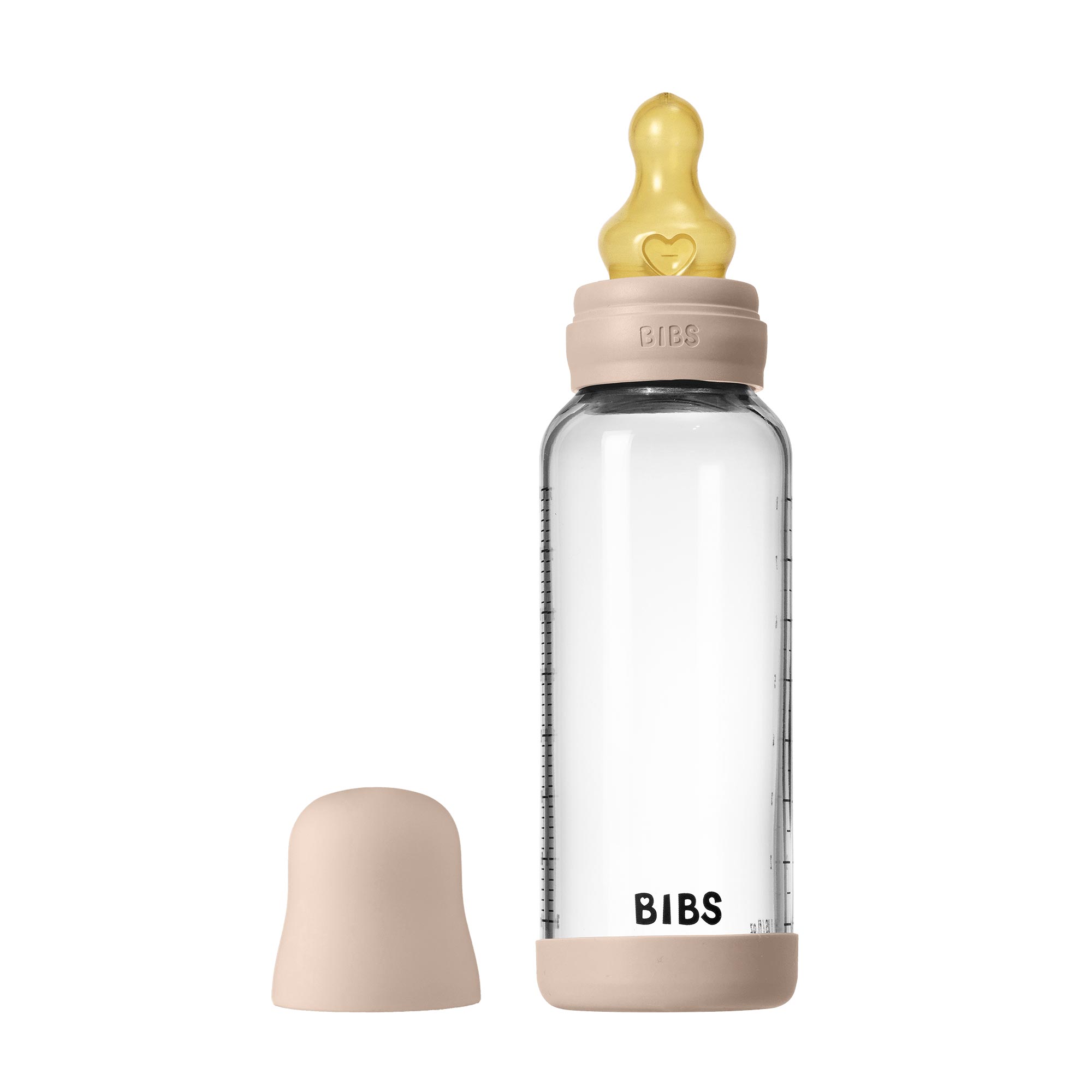 BIBS antikoliková sklenená fľaša s kaučukovým cumlíkom 240ml Variant: Blush