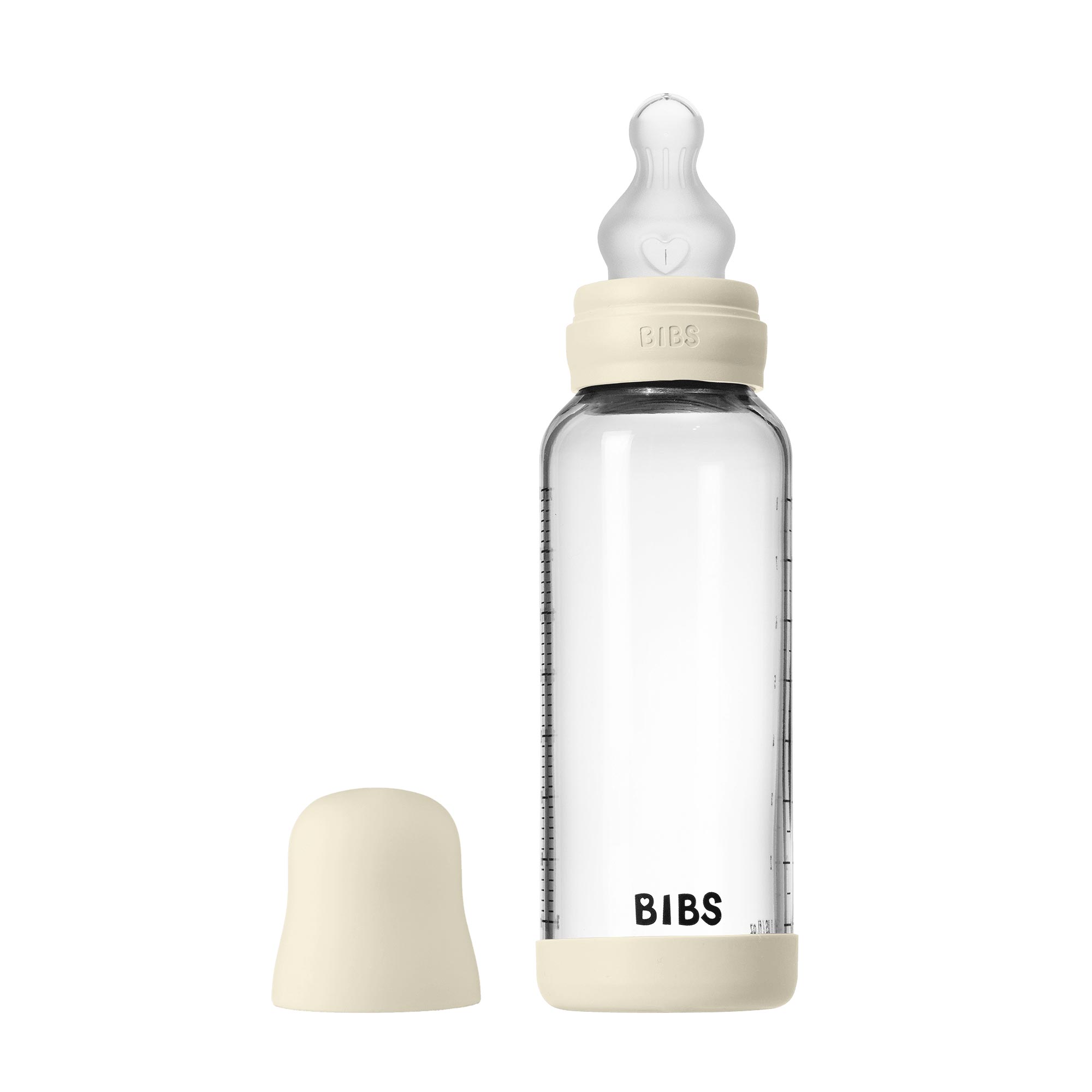 BIBS antikoliková sklenená fľaša so silikónovým cumlíkom 240ml Variant: Ivory