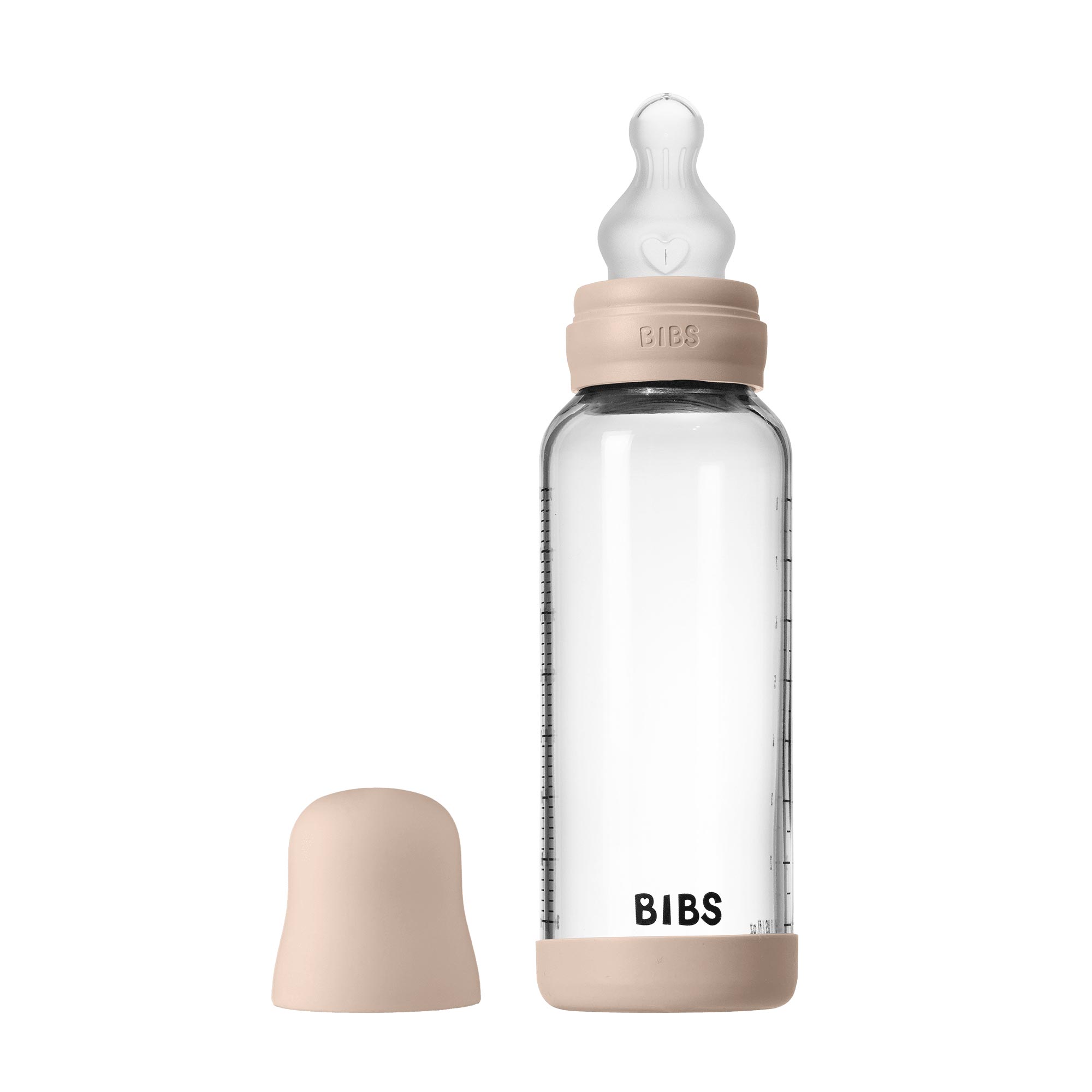 BIBS antikoliková sklenená fľaša so silikónovým cumlíkom 240ml Variant: Blush