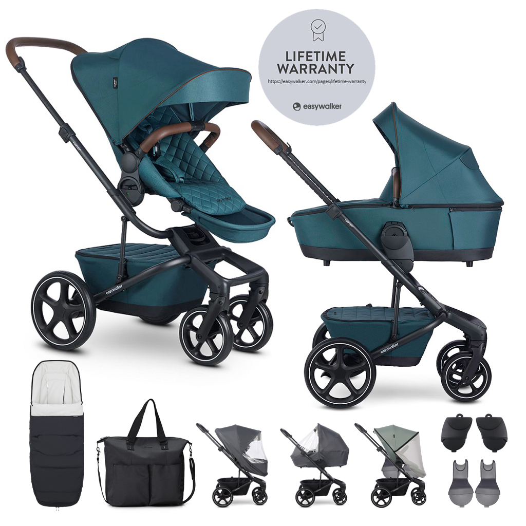EASYWALKER Set XXL kočík kombinovaný Harvey5 Premium s príslušenstvom Variant: Jade Green, Farba: Zelená