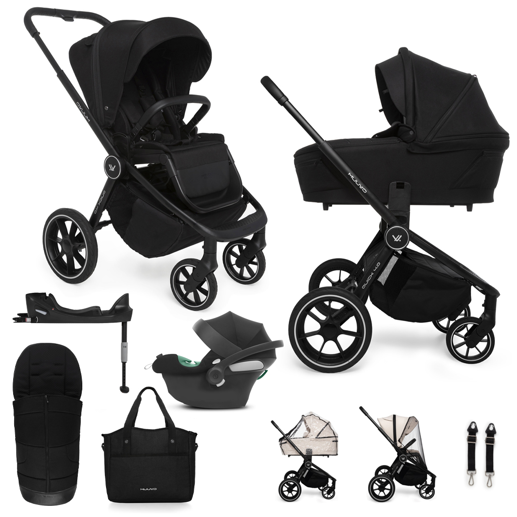 MUUVO Kočík kombinovaný Quick 4.0 set 2v1 + CYBEX Aton B2 i-Size + základňa Variant: Classic Black