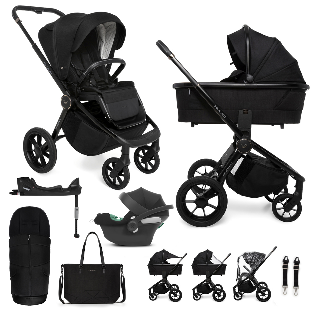 MUUVO Kočík kombinovaný Quick SE 2 set 2v1 + CYBEX Aton B2 i-Size + základňa Variant: Chromium black, Farba: Čierna