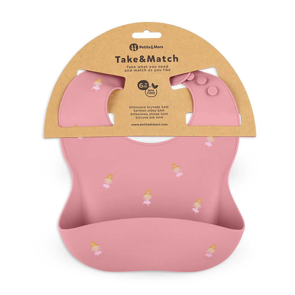 PETITE&MARS Podbradník silikónový Take&Match 6m+ Variant: Rose Princesses