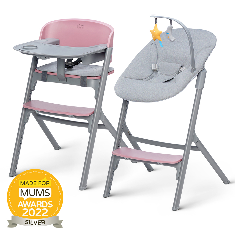KINDERKRAFT SELECT Set jedálenská stolička Livy + lehátko Calmee, Premium Variant: Aster Pink