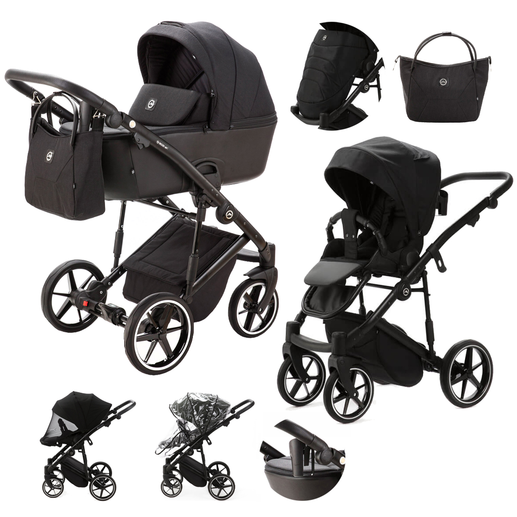 ADAMEX Kočík kombinovaný Mobi New Variant: Lux Black, Farba: Čierna