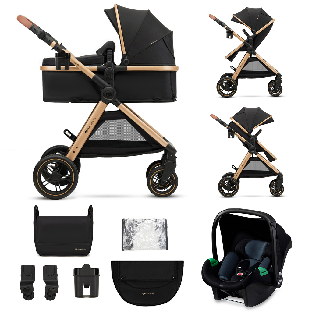 KINDERKRAFT Kočík kombinovaný 3v1 Esme Variant: Pure Black