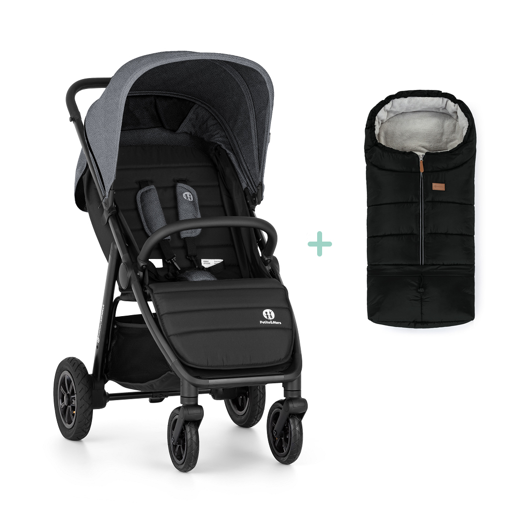 PETITE&MARS Kočík športový Airwalk2 Mature Olive + PETITE&MARS fusak Jibot ZADARMO Variant: Ultimate Grey, Farba: Sivá