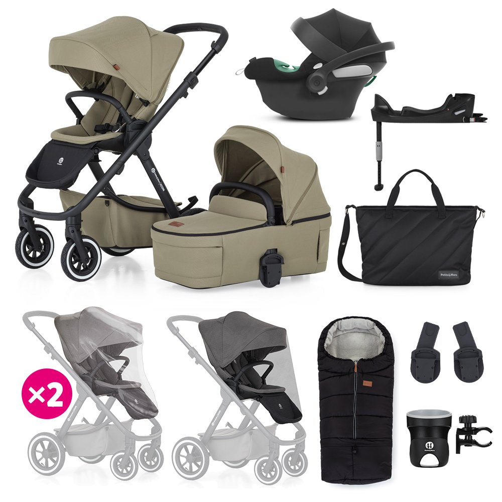 PETITE&MARS Kočík kombinovaný ICON 2v1 XXL AIR + CYBEX Aton B2 i-Size + základňa Variant: Mossy Green, Farba: Zelená