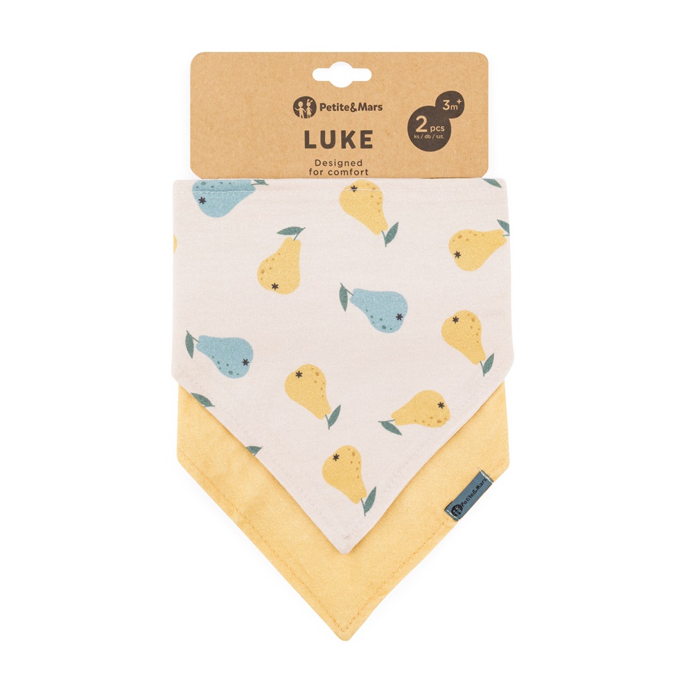PETITE&MARS Podbradník bandana Luke 2 ks 3m+ Variant: Beige Pears&Intense Ochre