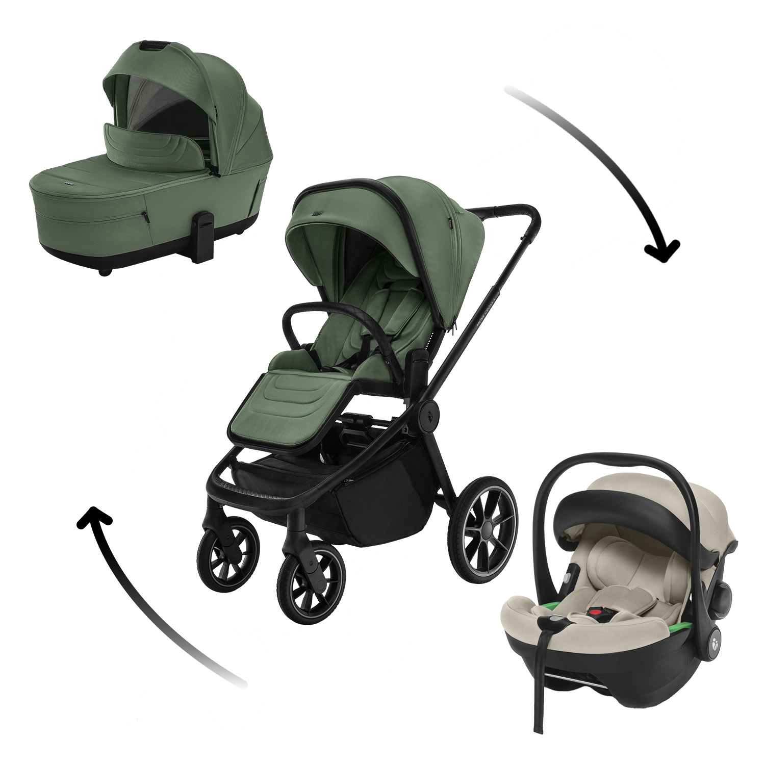 ZOPA Set kočík Move Cross 5 + hlboká vanička Move XL 5 + autosedačka XM Variant: Rocky Green