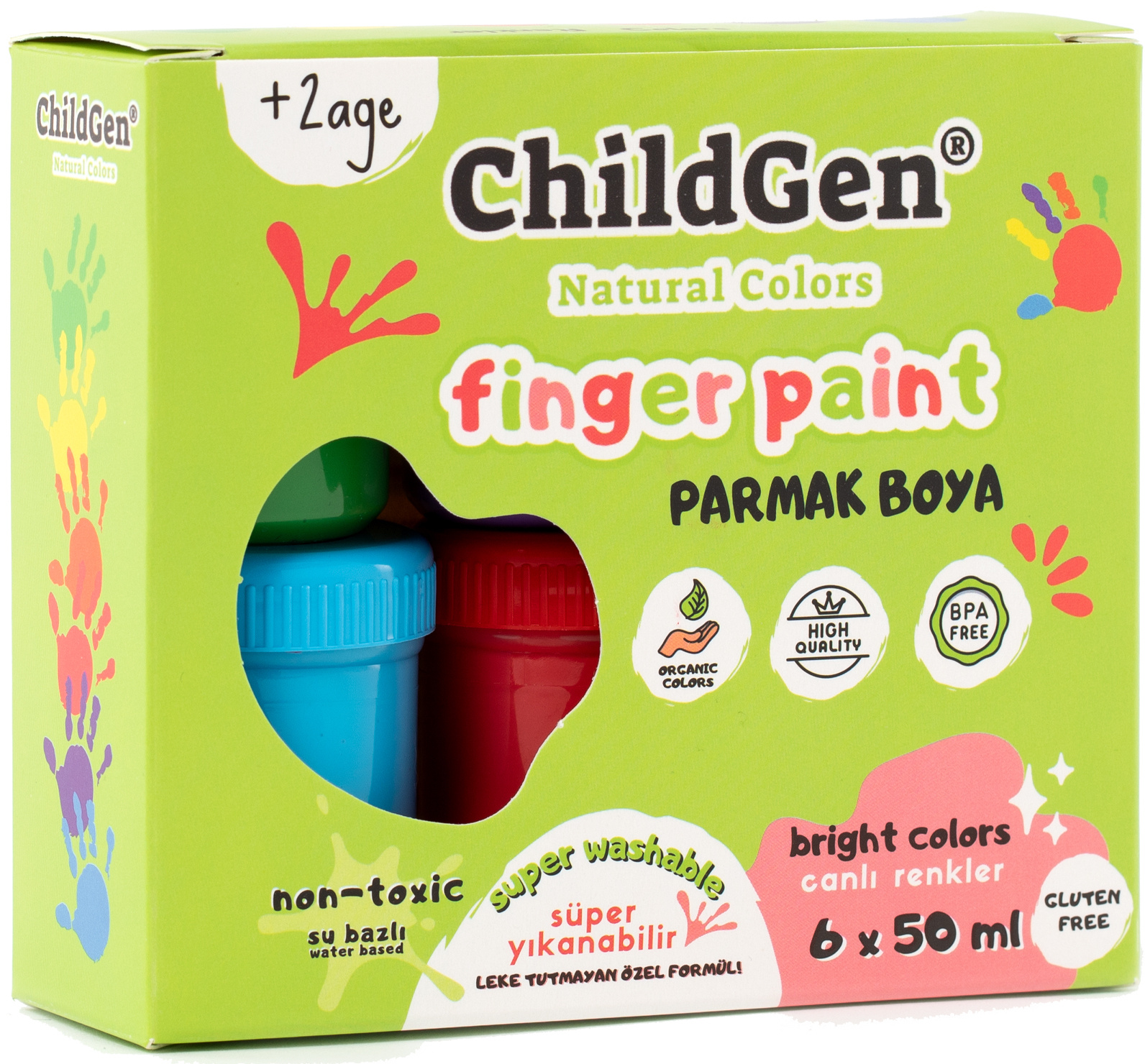 ChildGen Prstové farby umývateľné 6 x 50 ml