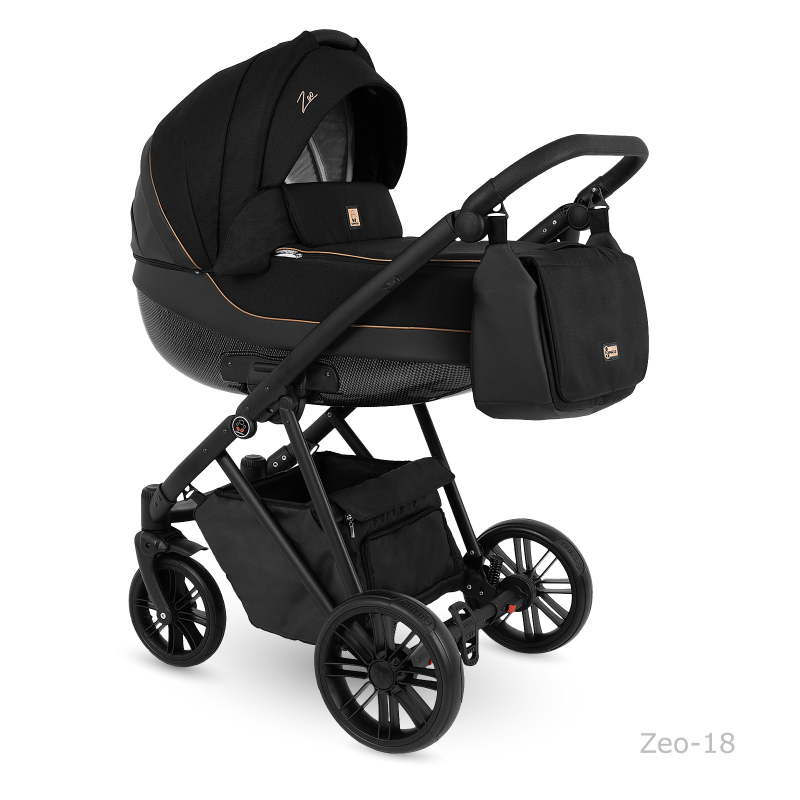 Dětský kočárek Camarelo Zeo Farba: Zeo-18 Černá+zlatý detail