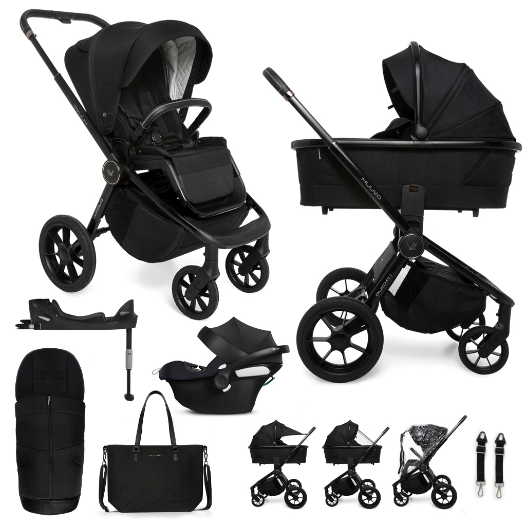 MUUVO Kočík kombinovaný Quick SE 2 set 2v1 + CYBEX Aton B2 i-Size + základňa Variant: Chromium black, Farba: Čierna