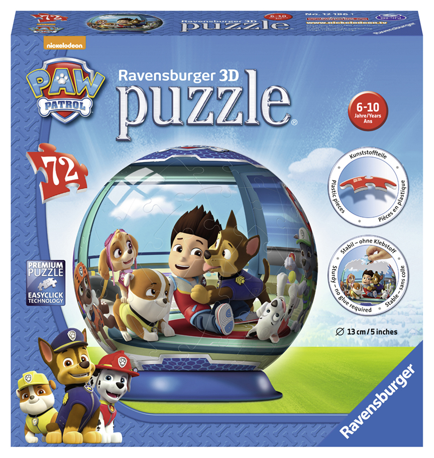 Labková Patrola puzzleball, 3D, 72 dielikov