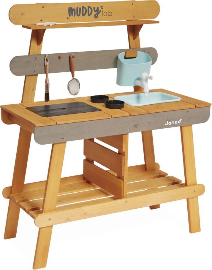Janod Vonkajšia detská drevená kuchynka Muddy Lab