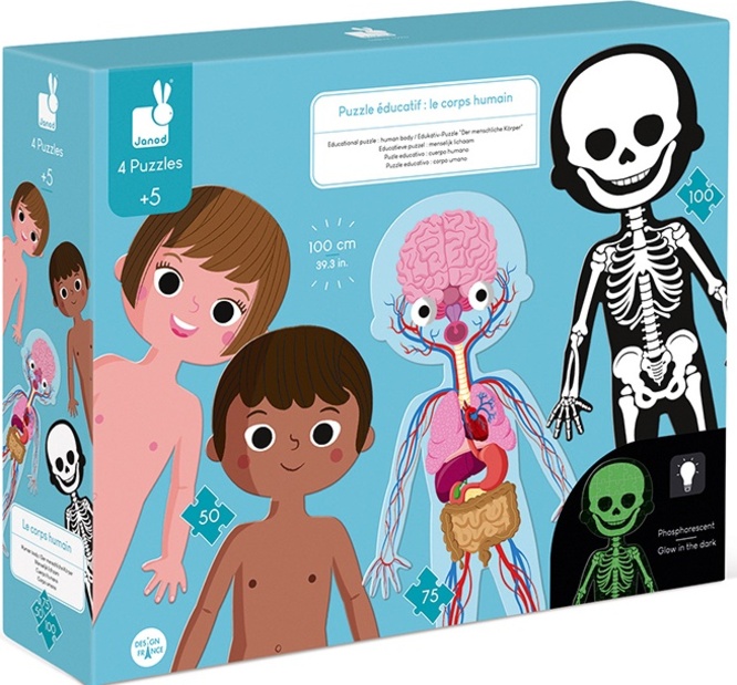 Janod Puzzle Vzdelávacie Ľudské telo 50-75-100 ks