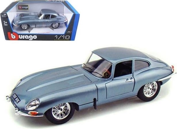 Bburago 1:18 Jaguar E Coupe Metalic Silver Blue